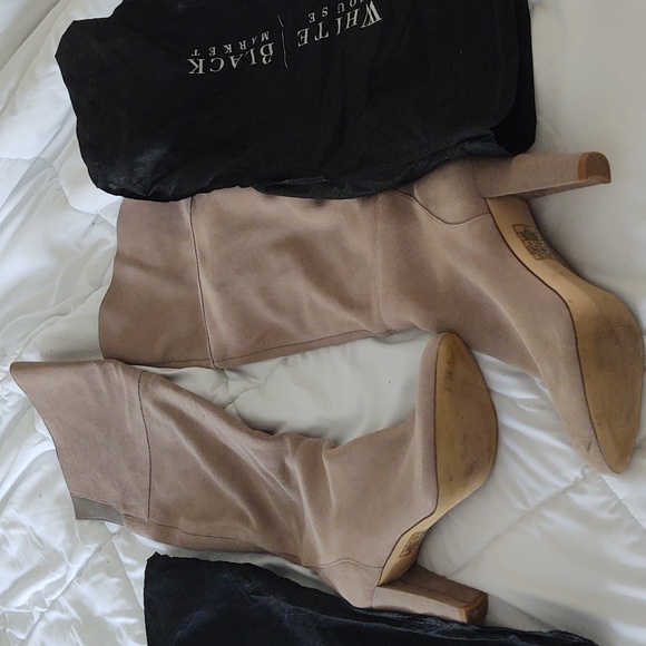 White House Black Market Taupe Over The Knee High Heeled Boots - Picture 1 of 9
